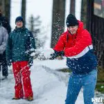 Hütten Event Weihnachtsfeier München Schneeballschlacht